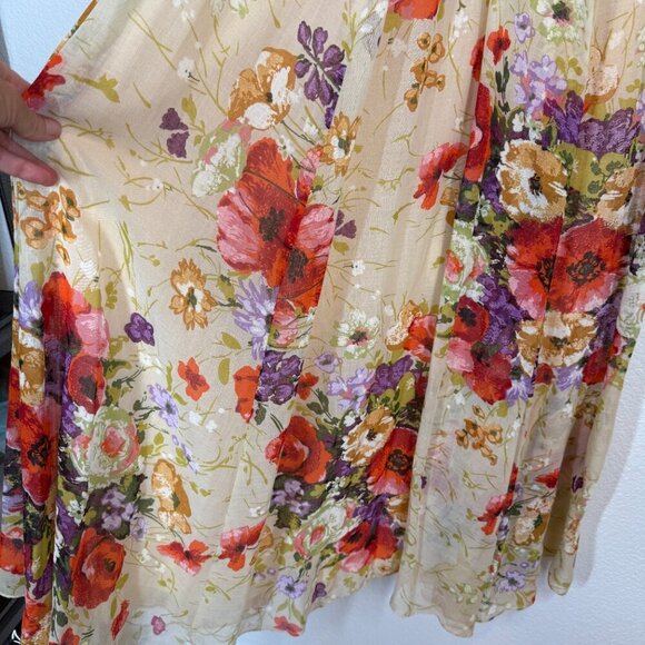 Vintage 70s Jack Bryan Maxi Dress Floral Print Chiffon Party Summer Cocktail XS - Picture 11 of 16